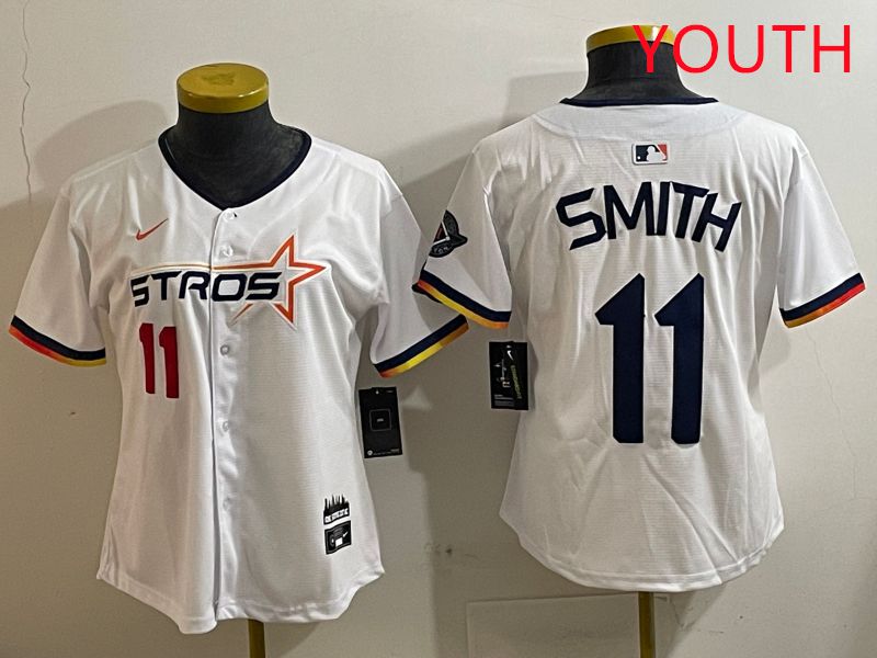 Youth Houston Astros #11 Smith White three generations Joint Name Nike 2025 MLB Jersey style 2->youth mlb jersey->Youth Jersey